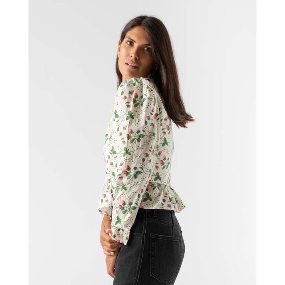 Batsheva x Laura Ashley Strawberry Field Grace Blouse White Size 4 - Picture 3 of 11